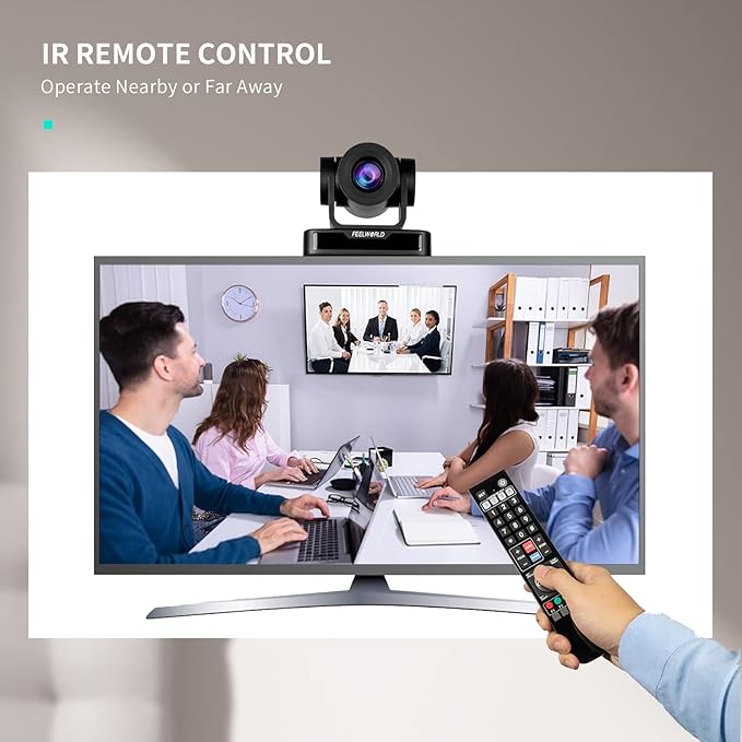FEELWORLD USB10X USB PTZ Video Conference Camera with 10X Optical Zoom 1080P for Live Streaming Church Business Education Medical Conference Room Camera System-DeskLoop Office