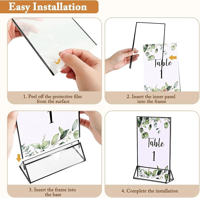 Floroom 6 Pack 5x7 Inch Clear Acrylic Sign Holders, Double-Sided Black Display - Image 3