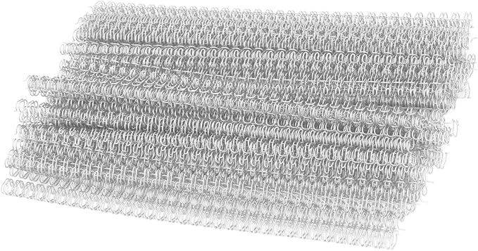 100 Pack Double Loop Wire Binding Spines, YolieraArt 1/4 Inch Spiral Binding Coils for Letter Size,Metal Bindings for Notebook Binder Machine (20 Sheet Capacity, 100P, 3:1 Pitch Twin Combs, Silver)-DeskLoop Office