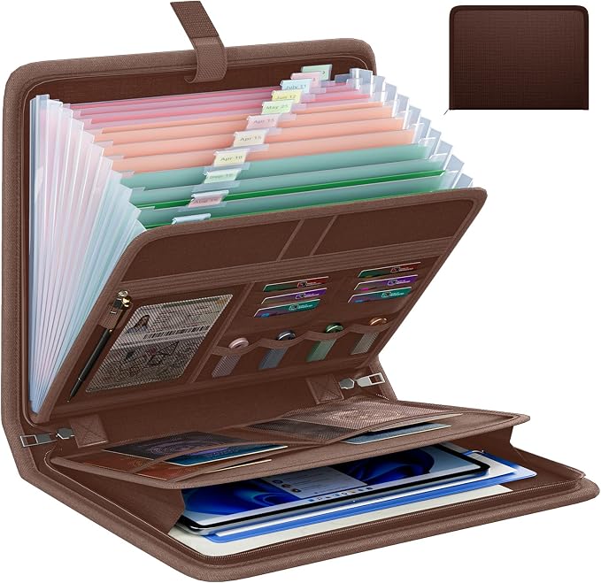 Fireproof Accordion File Organizer, Portable Expanding File Folder by Huolewa