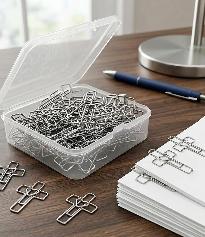 60PCS Silver Heart Cross Paper Clips - Image 4