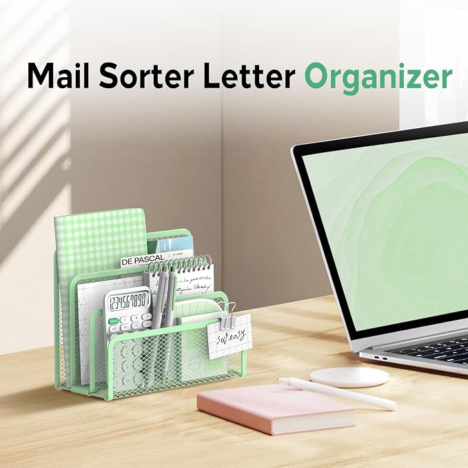 SUPEASY Mail Organizer for Desk, Mesh Metal Mail Holder Countertop - Image 2