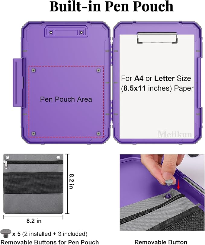 Meiikun Clipboard with Storage, Rugged Shockproof Protective, Internal Pen - Image 3