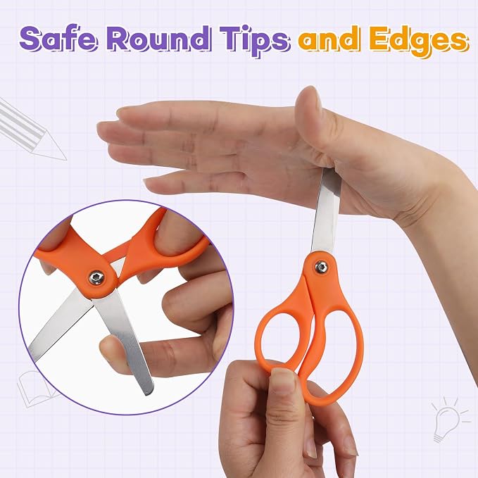 BURVAGY 12 Packs 5" Small School Student Blunt Tip Craft Kids Scissors - Image 3