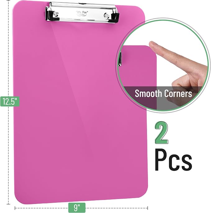 Mr. Pen- Plastic Clipboard, 12.5" x 9", 2 Pack, Hot Pink Clipboard Plastic | - Image 2
