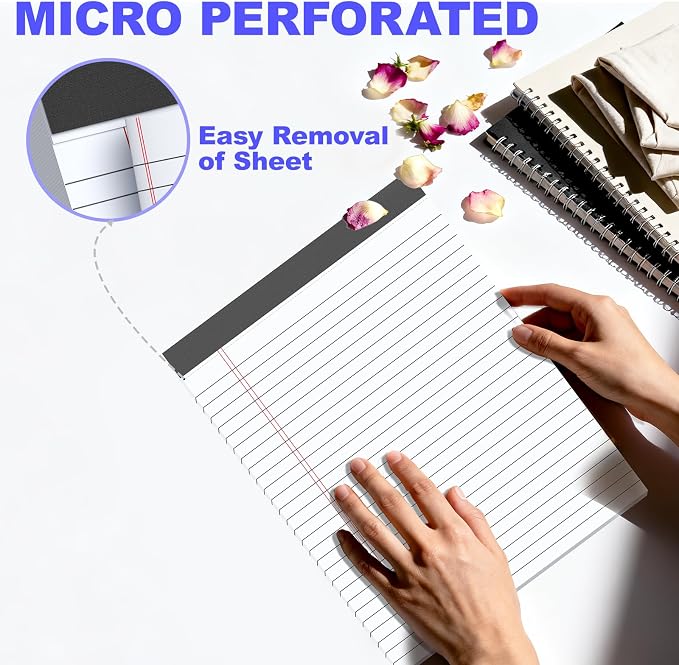 3 Pack White Legal Pads 8.5 x 11 Inch, Wide Ruled Notepads Lined Memo Note Pads - Image 4