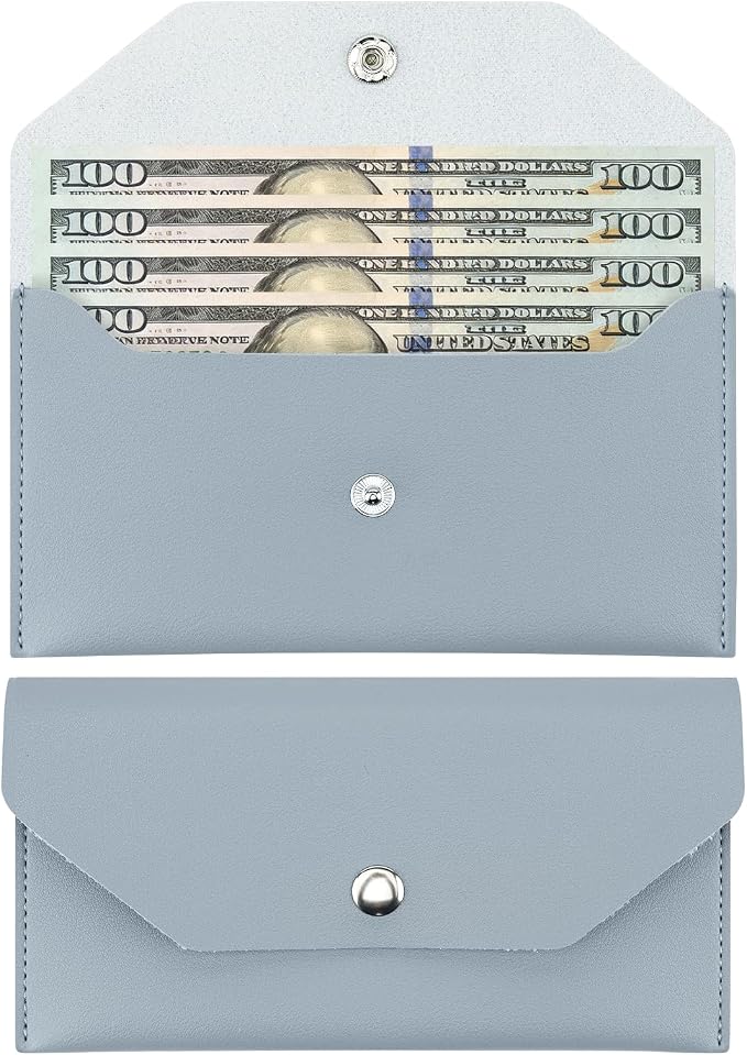 1 Pieces Money Saving Binder, Light Blue PU Leather Cash Envelopes Cash Wallet by Unknown