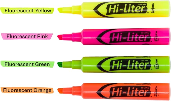 Avery Hi-Liter Desk-Style Highlighters, Smear Safe Ink, Chisel Tip, 4 - Image 9