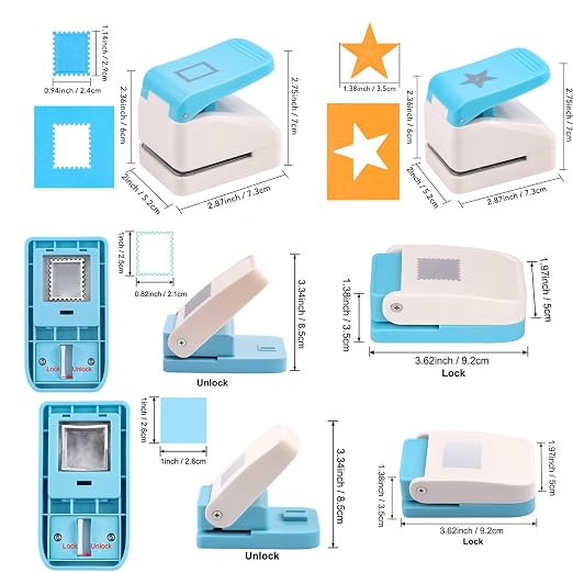 BAOFALI4Pcs Stamp Punche Tool Set |Postage Stamp Punch1X0.8inch/0.9x1.1inch | - Image 2