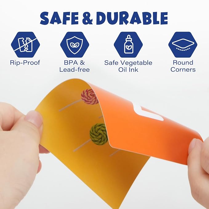 BenBen Flash Cards for Toddlers 1-3, Rip Proof & Waterproof, 84 Double-Sided - Image 3