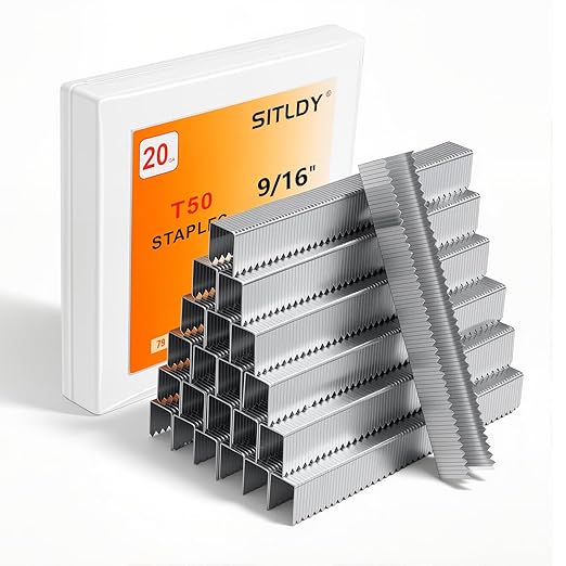 Heavy Duty T50 9/16- inch Length Staples 1420-Count, 3/8 Crown 20 Gauge Beveled by SITLDY