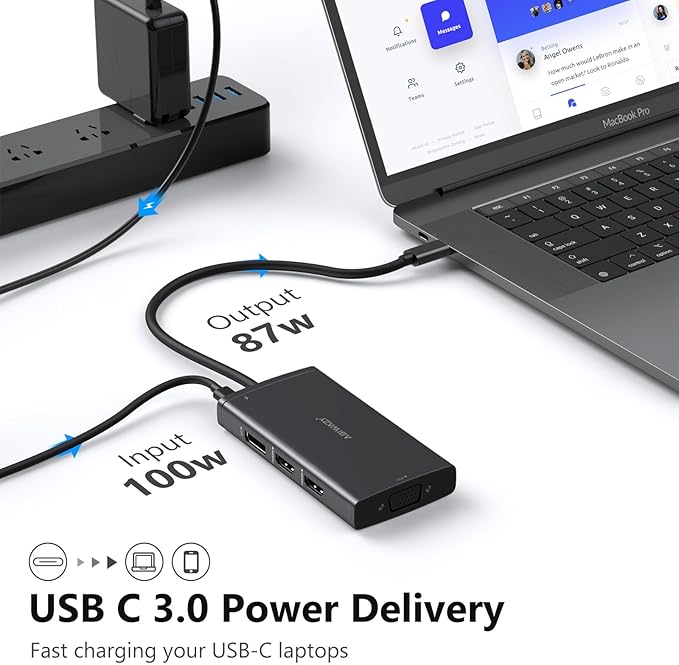 ABIWAZY USB C Docking Station Dual Monitor for HP Dell Lenovo Thinkpad Surface, 8 in 1 Computer Multiple Monitor Hub Adapter to Dual 4K HDMI,DisplayPort,VGA, 00W PD,3 USB for Windows Laptops(Black)-DeskLoop Office