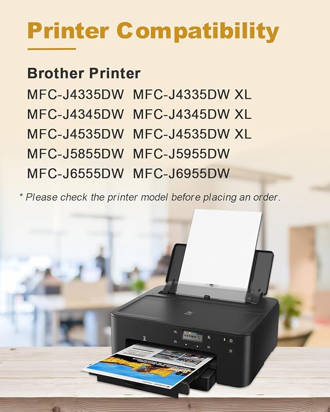 LC406 Ink Cartridges Compatible with Brother MFC-J4335DW MFC-J4535DW MFC-J5855DW MFC-J6555DW (LC406BK, LC406C, LC406M, LC406Y, 4-Pack)-DeskLoop Office