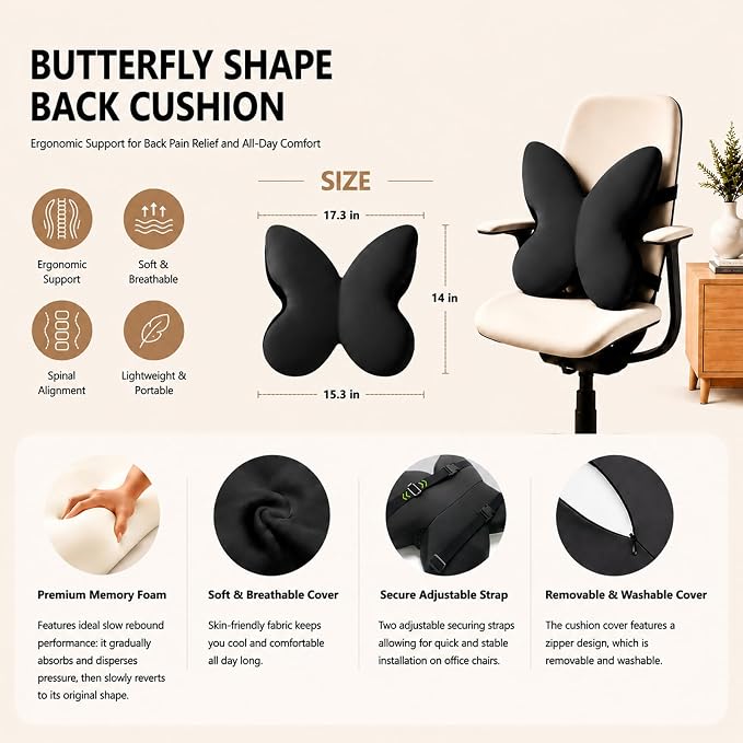 Memory Foam Lumbar Support Pillow, Back Support - Image 9
