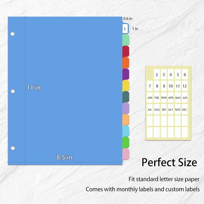 12-Tab Binder dividers with tabs - Image 3