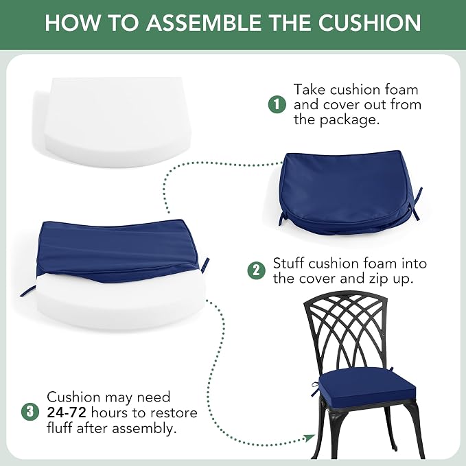 Outdoor Chair Cushions Set of 2: Waterproof & Fade Resistant Patio Furniture - Image 8