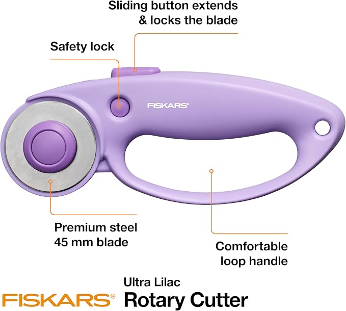 Fiskars Loop Rotary Cutter, Explore Collection Ultra Lilac, Precision-Ground - Image 3
