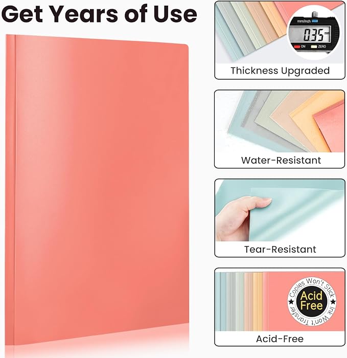 Sooez Plastic Folders with Pockets and Prongs, 6 Pack Pocket Folders with Prongs - Image 3