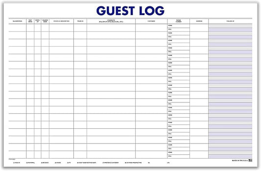 Guest Log Book for Automotive Dealerships – Customer Sign-in Tracking Log – 17" by Unknown