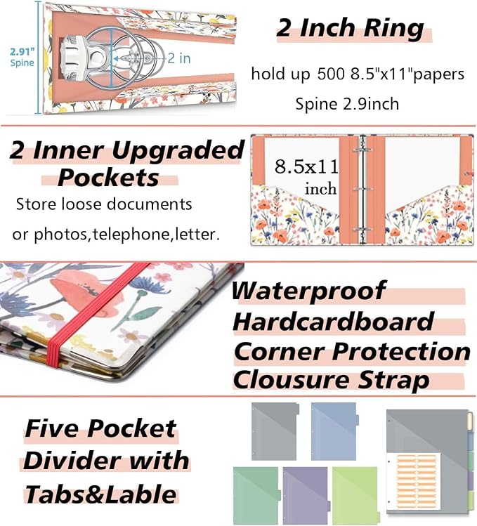 3 Ring Binder 2 Inch, Three Ring Binders Organizer - Image 4