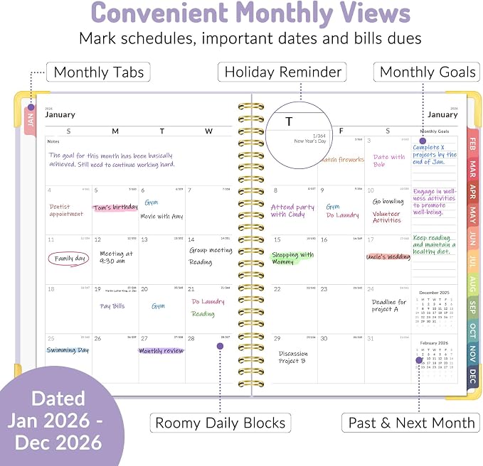 2026 Planner, Forvencer Calendar Planner Weekly and Monthly, Jan 2026-Dec 2026 - Image 3