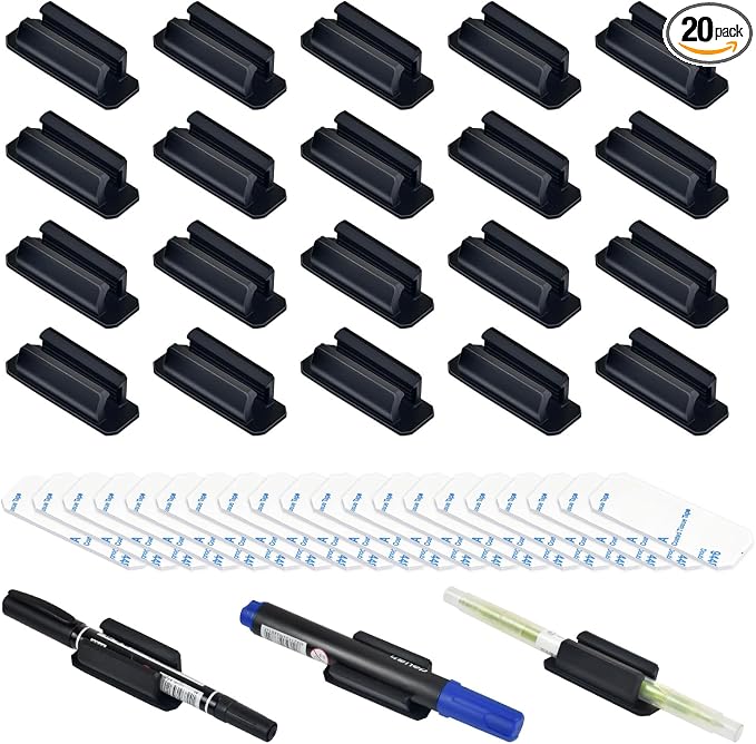20 Pack Adhesive Silicone Pen Holders, Clipboards, Classroom And Office; by SameTech