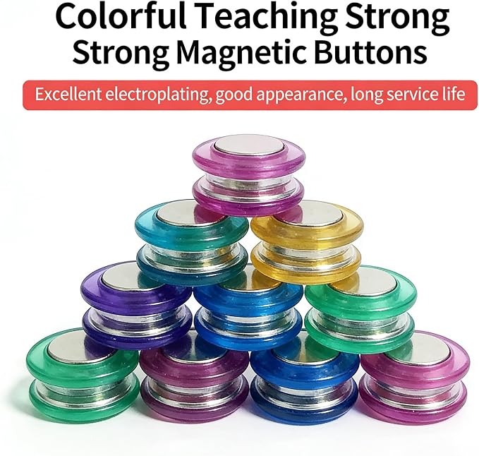 Round Plastic Fridge Magnets, 1.18 in/30mm, Translucent Multicolor, Heavy-Duty - Image 3