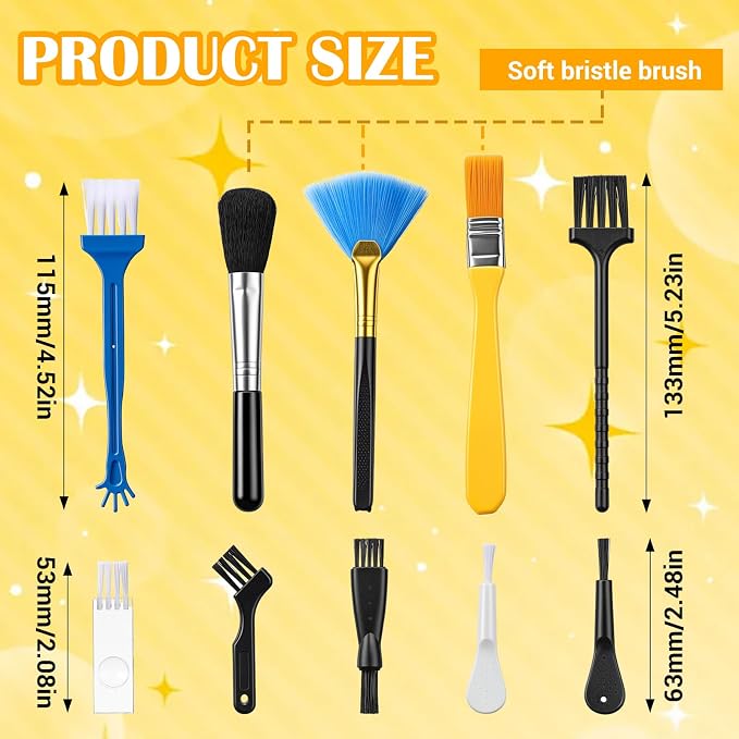Tyqour 10 PCS Keyboard Brush Keyboard Cleaning Brushes Kit Mini Anti Static - Image 2