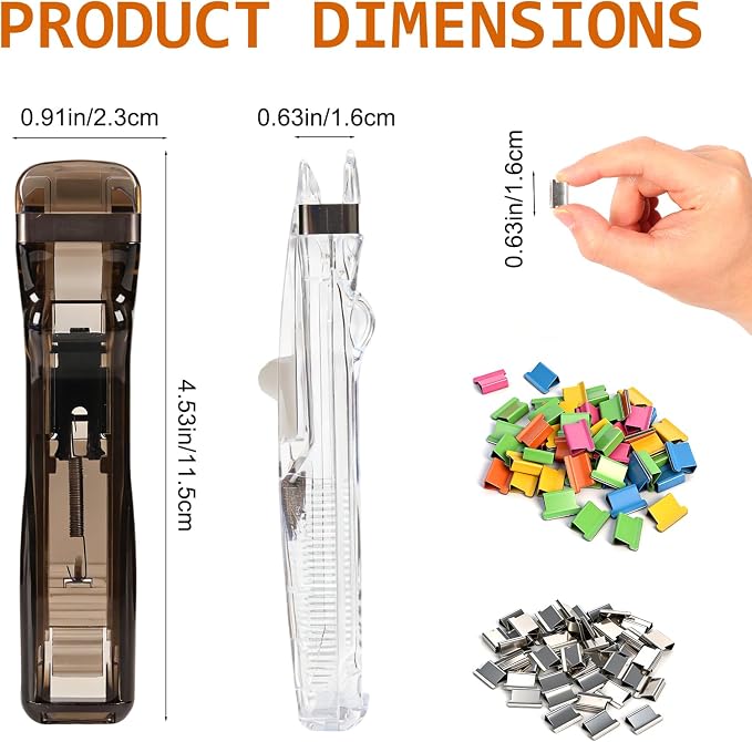 Portable Binder Clip Stapler, Reusable Push Clip Dispenser, Paper Clamps & - Image 5