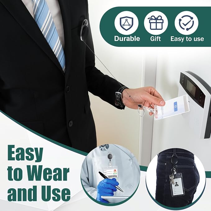 Honoson 20 Pcs Heavy Duty Retractable Badge Reels Batch ID Badge Holder - Image 3