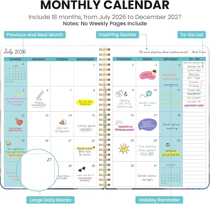Monthly Planner 2026-2027, Aesthetic 2 Year Months Planner Calendar, 18-Months - Image 2