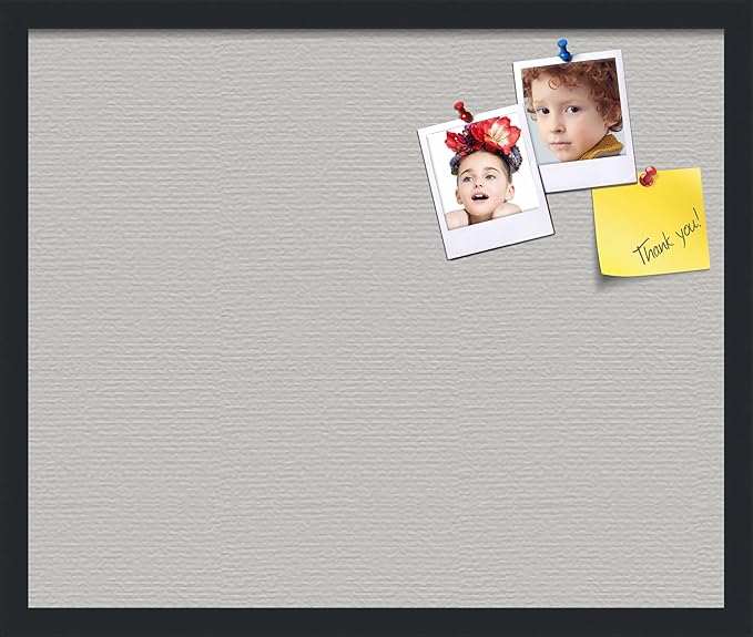 PinPix 24x20 Inch Cork Bulletin Board. This Decorative Framed Pin Board Comes with Light Stone Design and a Satin Black Frame. Ideal for Home Office Decor or Message Board (PinPix-1809)-DeskLoop Office