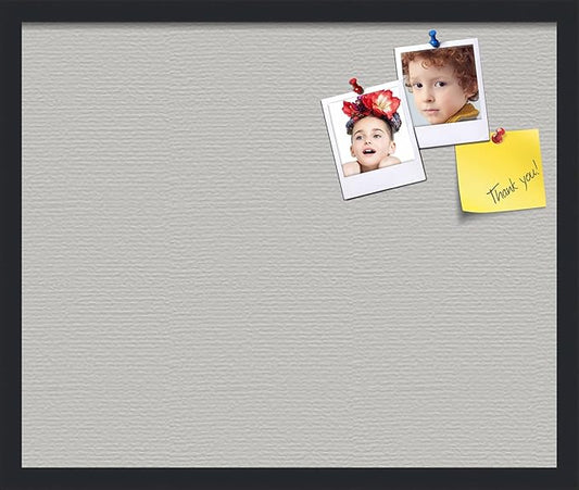 PinPix 24x20 Inch Cork Bulletin Board. This Decorative Framed Pin Board Comes with Light Stone Design and a Satin Black Frame. Ideal for Home Office Decor or Message Board (PinPix-1809)-DeskLoop Office