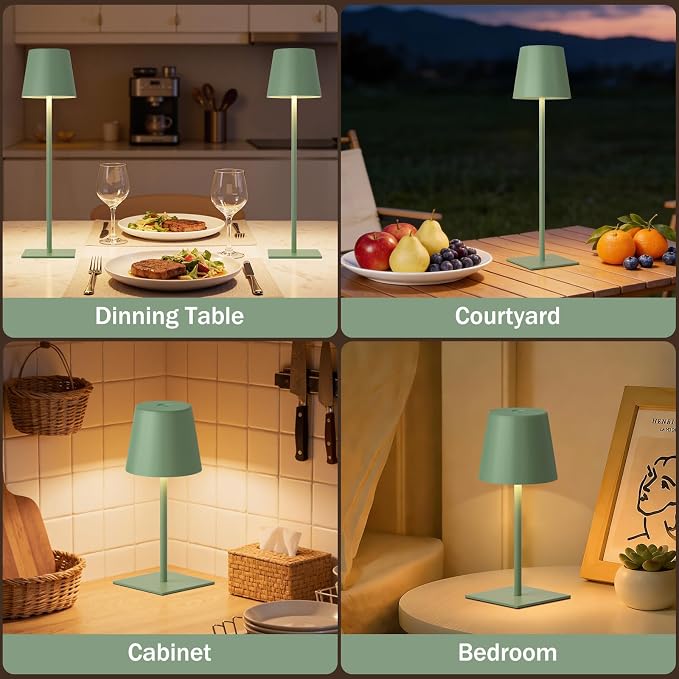 Kakanuo Green Cordless Rechargeable Table Lamp, 2 Pack Portable Desk Lamp - Image 5