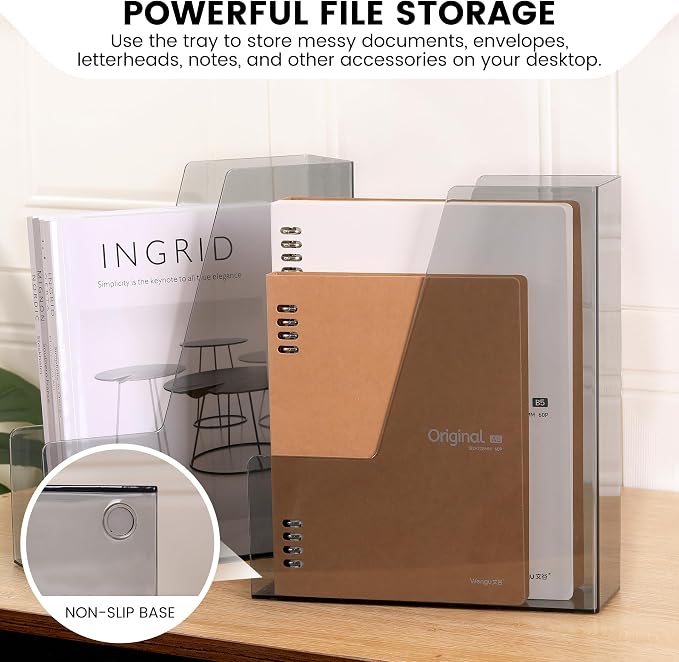 CiWiVOKi Vertical File Holder, PET Desk Organizer and Storage Bins Holding - Image 5