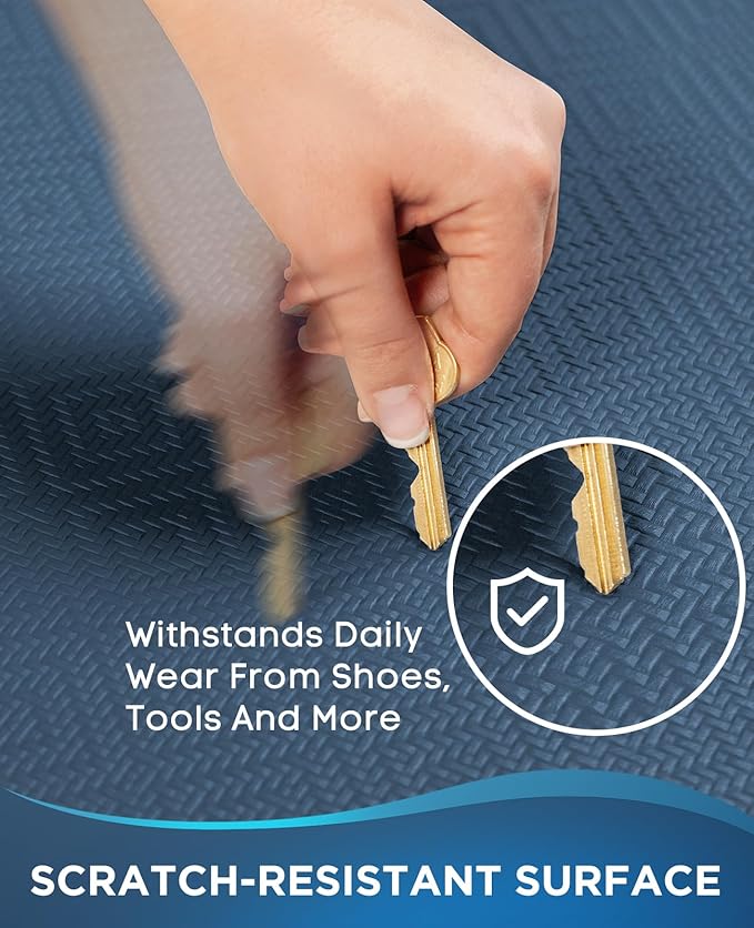 Ophanie Kitchen Mats for Floor, 3/4 Inch Thick Kitchen Rugs, Anti Fatigue Standing Cushioned Mat, Waterproof,Comfort Ergonomic Mat for Office, Home, Sink, 24'' x 70'' Blue Non-Slip Bottom-DeskLoop Office