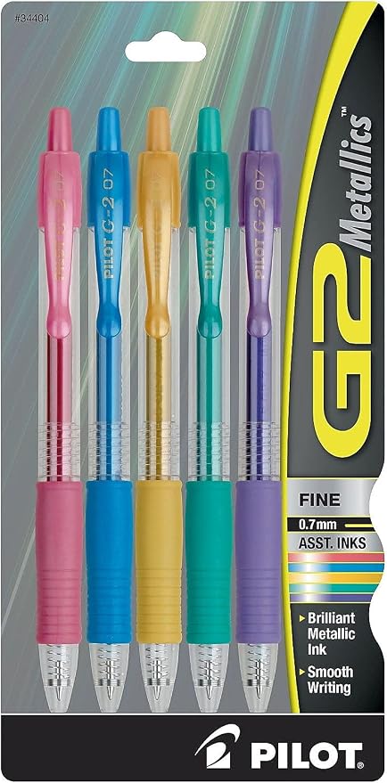 Pilot G2 Metallics Refillable and Retractable Rolling Ball Colored Gel Pens by PilotCorporationofAmerica