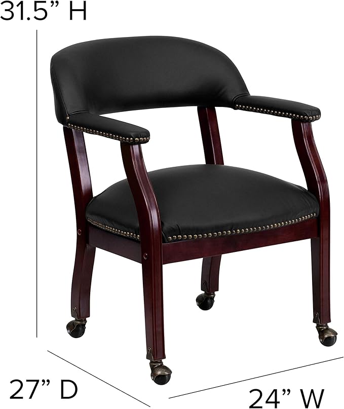 EMMA + OLIVER Black LeatherSoft Conference Chair with Casters-DeskLoop Office