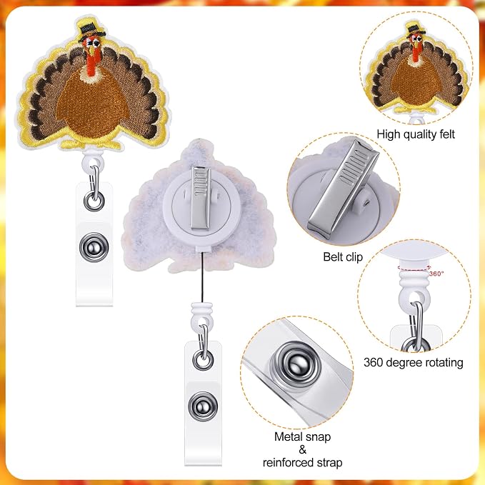Zonon 8 Pcs Nurse Badge Reels Pediatric Badge Reels Cute Felt Retractable Funny - Image 3