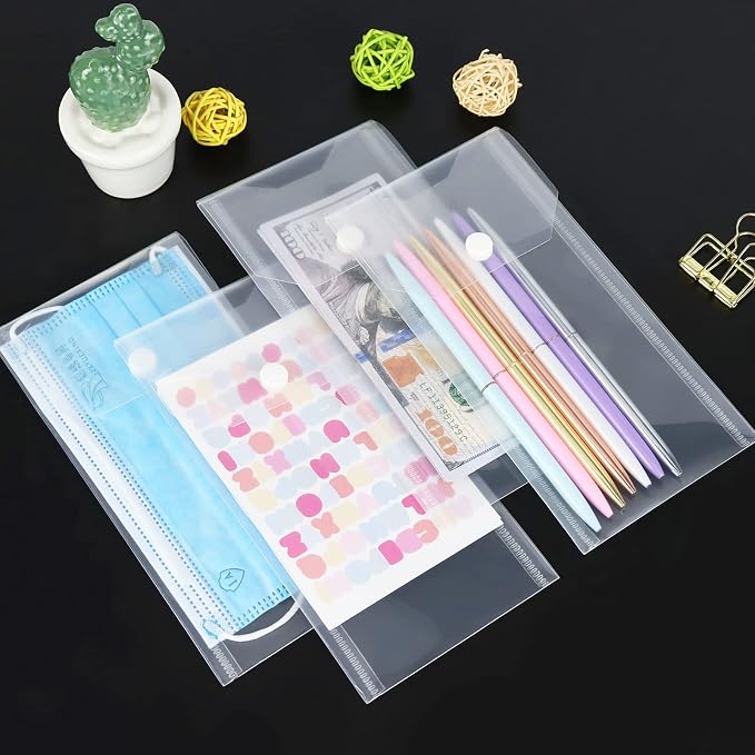 Plastic Envelopes 10 Pack Poly Envelopes Hook Loop Closure, Receipt Stickers - Image 7