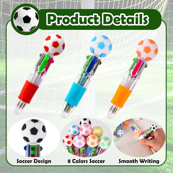 24Pcs Soccer Mini Multicolor Pens in One 4-in-1, Cute Pens Bulk - Image 3