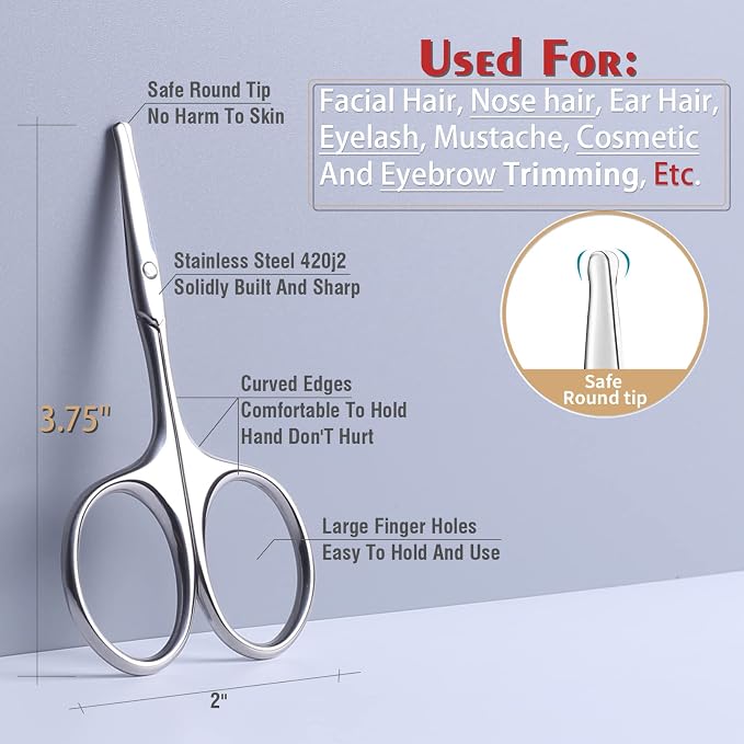 YOUYISI 3.75" Round Tip Safe Mini Pubic Hair Scissors - Image 2