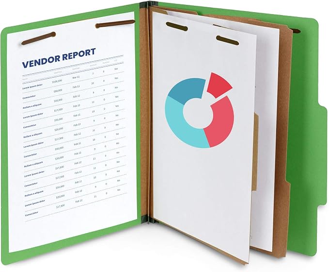 10 Green Classification Folders, 2 Divider, 2 Inch Expansions, Durable 2 Prongs - Image 5