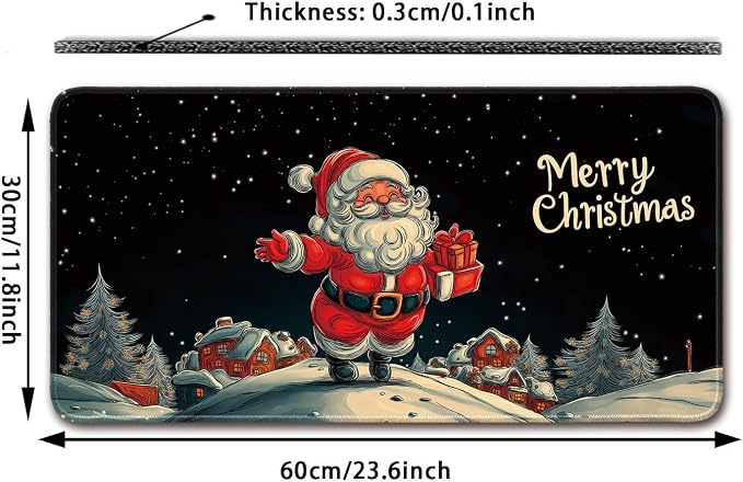 Keyboard Mat, Large Mouse Pad, Merry Christmas Claus Delivering Presents - Image 2