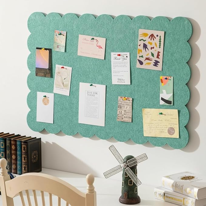 Mooliwe Scalloped Felt Bulletin Board 24 x 18 Inches Foldable Forest Green Pin - Image 3