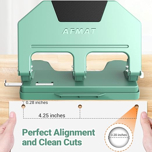 AFMAT 3 Hole Punch, 9/32" Holes, 40-Sheet 3 Hole Puncher - Image 6