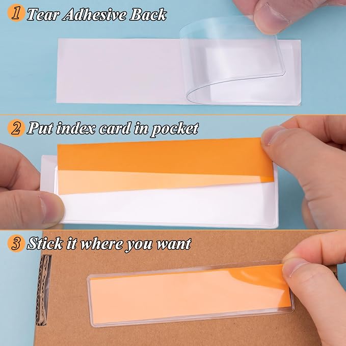 Antner 36 Pack 1.2" x 4.3" Self-Adhesive Label Holders Index Card Pockets - Image 2