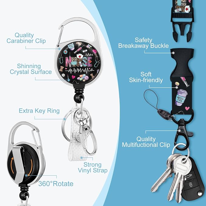 Nurse Badge Reel Holder Retractable Clip, Pharmacy Lanyards - Image 5