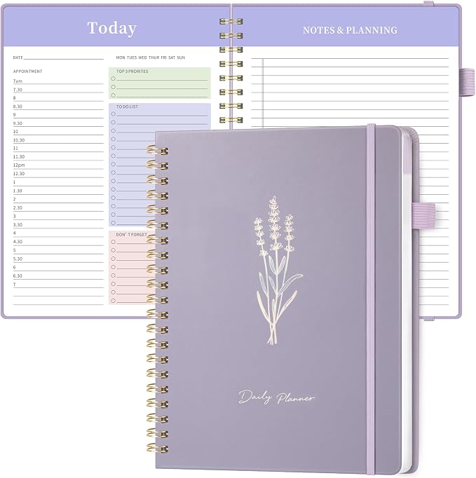 Oucaru Undated Daily Planner, A4 Size Spiral Notebook by Oucaru