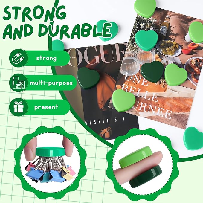 30PCS Heavy Duty Fridge Magnets - Small Cute Refrigerator Magnets for Whiteboard, Lockers & Kitchen, Cute Strong Magnets - Mini Decorative Magnet for Home, School, Office, Crafts,Locker (Green)-DeskLoop Office